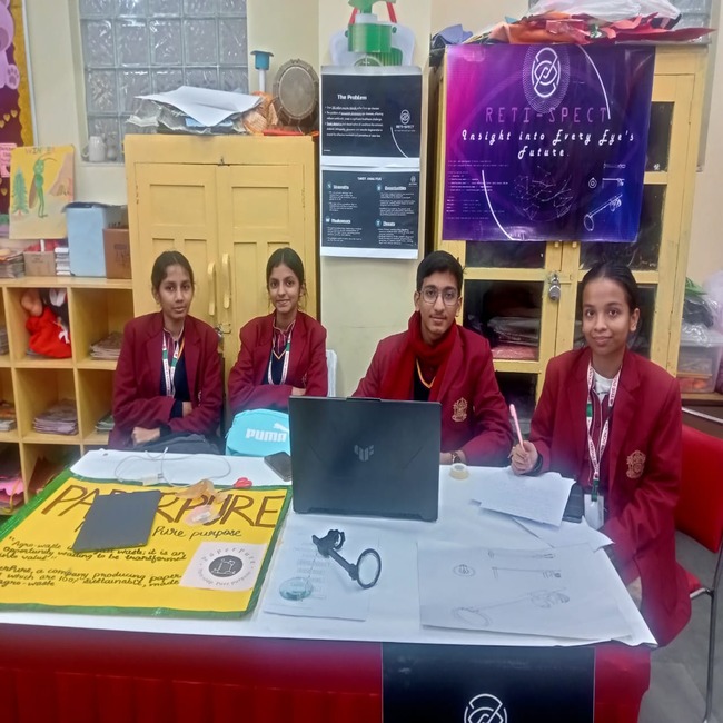 Classes 11 and 12 students present a business idea at CBSE Skill Expo & Guidance Festival 2024